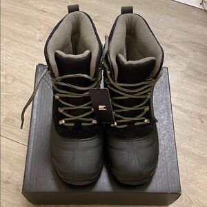 New Sorel Black and Gray Snow Boots with Rugged Design, Waterproof, Men’s